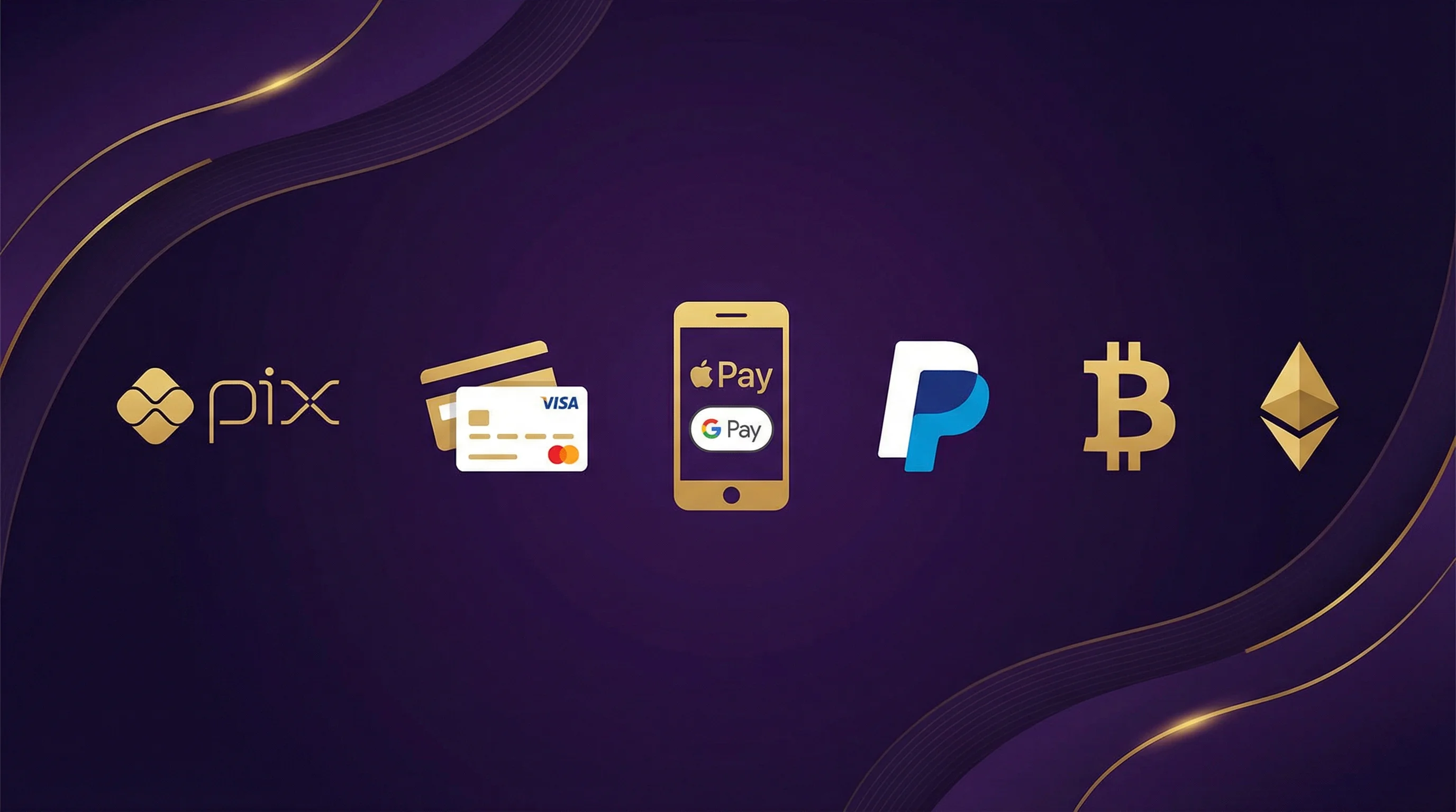 Métodos de pagamento PIX cartão criptomoedas